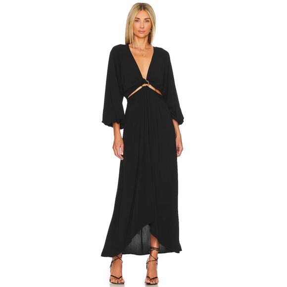 L*Space Cute Cut-Outs Colette Dress Raglan Sleeves Black Size XL NWT